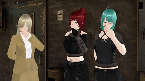 Smoking outside with the girls.